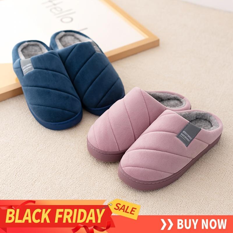 Winter Half Pack Men's Slippers Winter Home Warmth Plush Soft And Non Slip Indoor Simple Slippers For Women