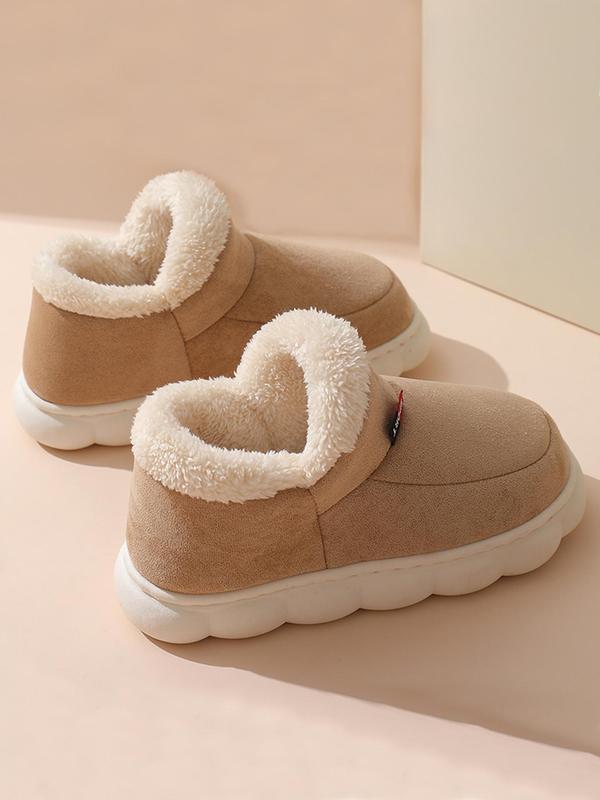 Women's Solid Color Soft Fluffy Slipper Boots, House Slippers, Casual Comfortable Round Toe Home Slippers, Warm House Slippers for Fall & Winter, Fall Outfits, Earthtone Fall Freshness