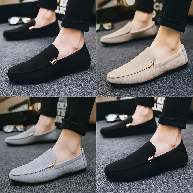 Men's Plain Canvas Loafers, Casual and Comfortable Flat Shoes, Suitable for Men Outdoor Shoes