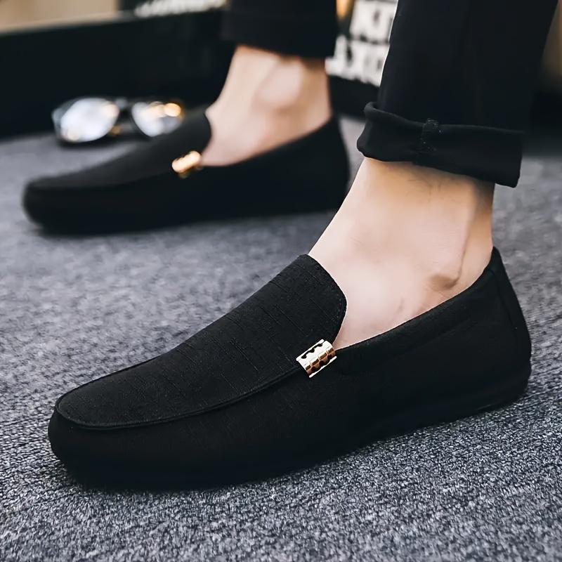 Men's Plain Canvas Loafers, Casual and Comfortable Flat Shoes, Suitable for Men Outdoor Shoes