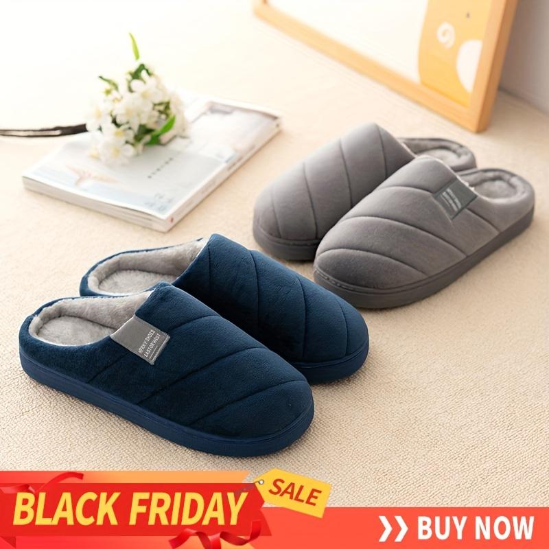 Winter Half Pack Men's Slippers Winter Home Warmth Plush Soft And Non Slip Indoor Simple Slippers For Women