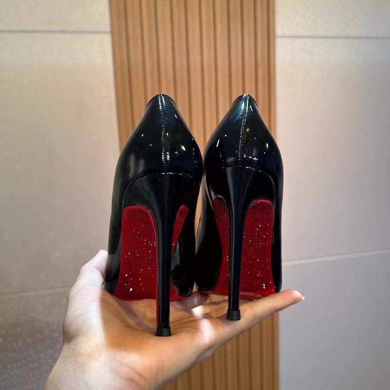 Stiletto Heel Red Bottom Pumps plus Size Pointed High Heel Shoes New Spring and Autumn Women's Shoes Socialite Patent Leather