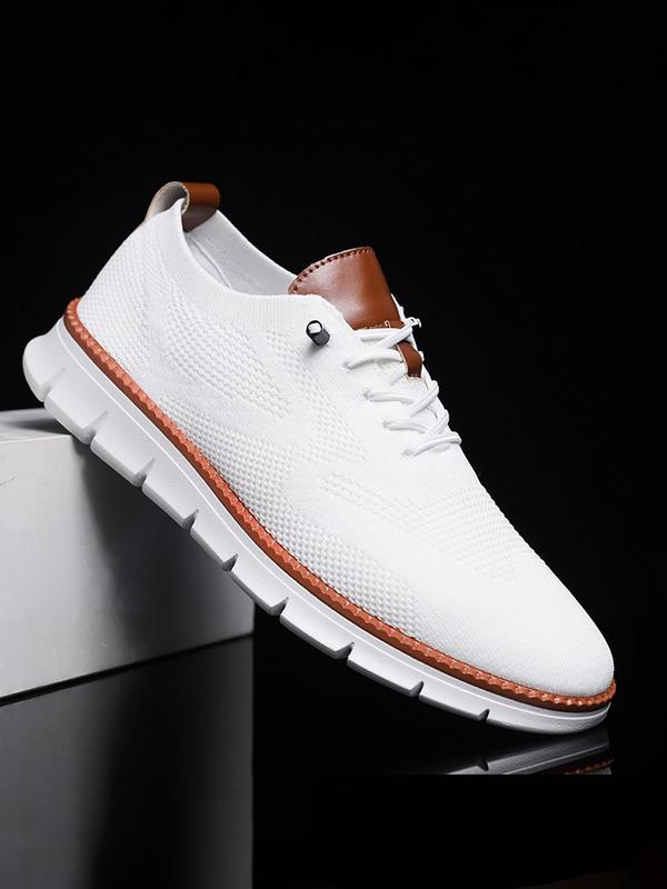 Men's Business Minimalist Lace Up Low Top Sneakers, Casual Breathable Comfortable Sports Running Designer Casual Shoes, Fashionable Lightweight Sneakers for Daily Wear