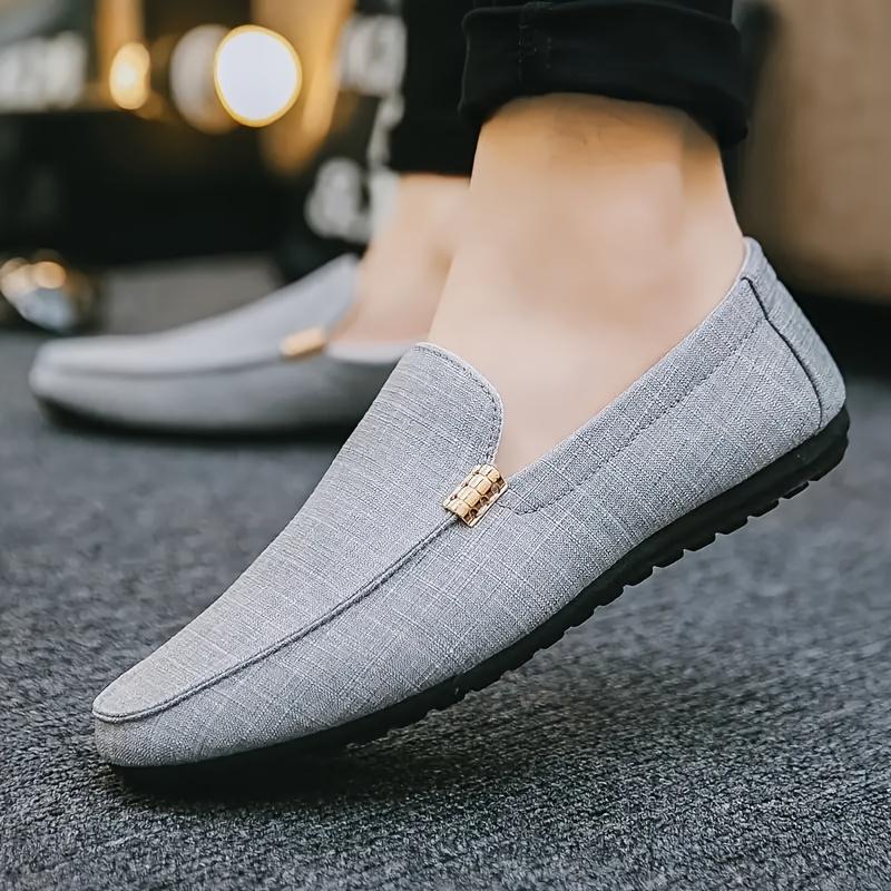 Men's Plain Canvas Loafers, Casual and Comfortable Flat Shoes, Suitable for Men Outdoor Shoes