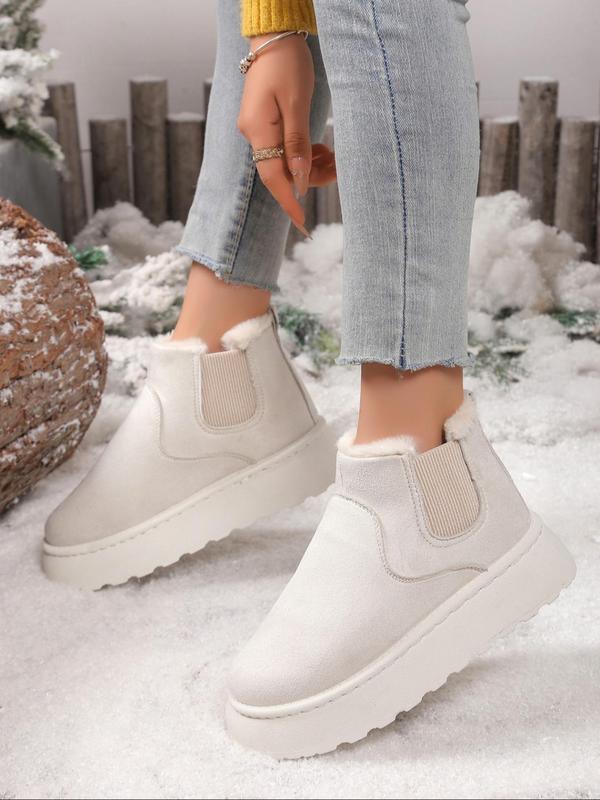 Women's Solid Color Snow Boots, Fashionable Comfortable Ankle Boots for Fall & Winter, Female All-match Round Toe Shoes for Daily Wear