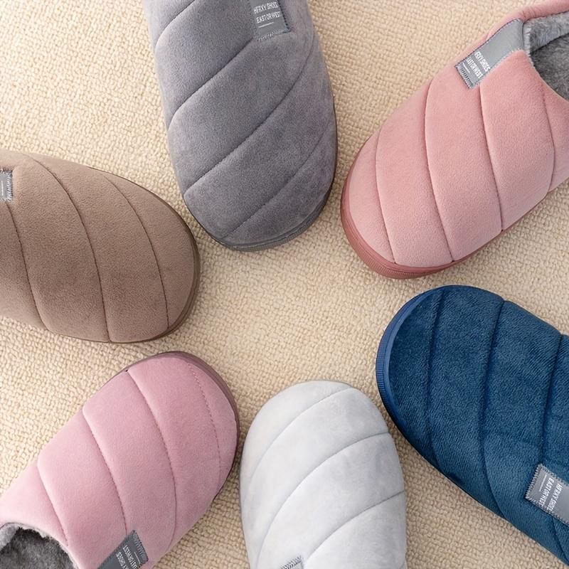 Winter Half Pack Men's Slippers Winter Home Warmth Plush Soft And Non Slip Indoor Simple Slippers For Women