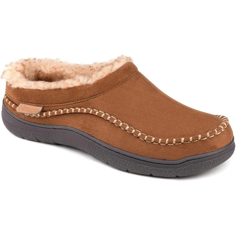 Men's Slip On Moccasin Slippers, Indoor Outdoor Warm Fuzzy Comfy House Shoes, Fluffy Wide Loafer Slippers,size 9-10