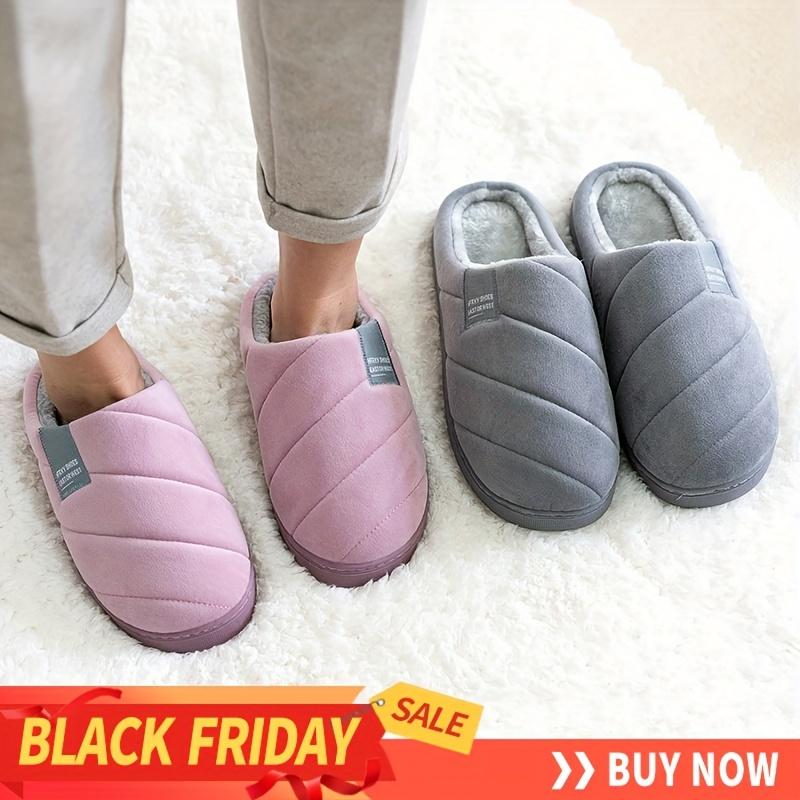 Winter Half Pack Men's Slippers Winter Home Warmth Plush Soft And Non Slip Indoor Simple Slippers For Women