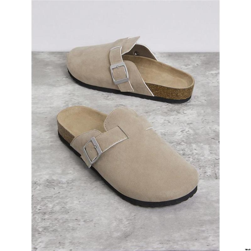 Suede Clogs Mule Tiktok Women's Taupe Sandals