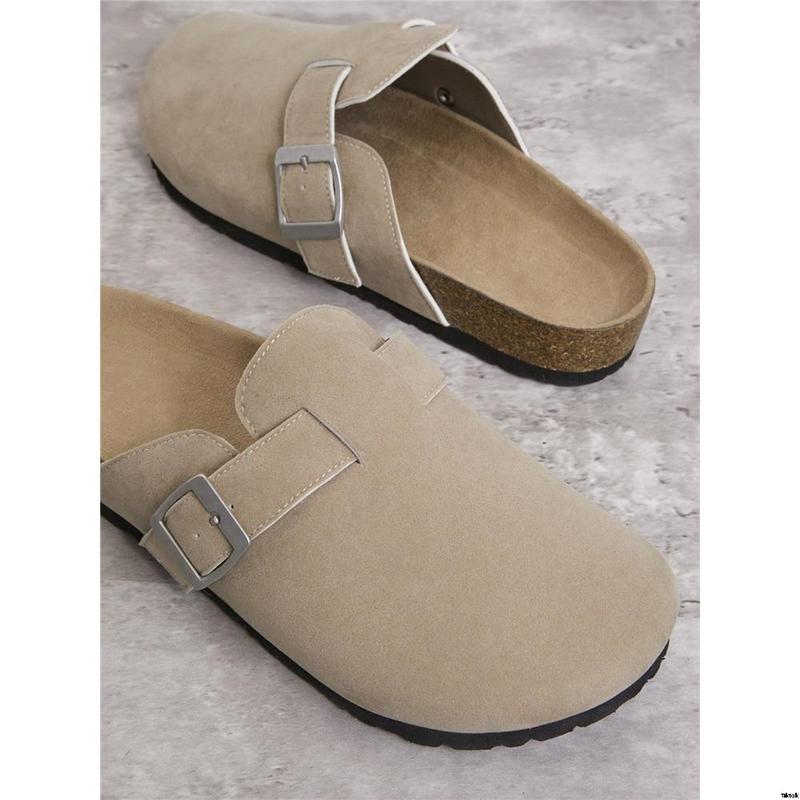 Suede Clogs Mule Tiktok Women's Taupe Sandals