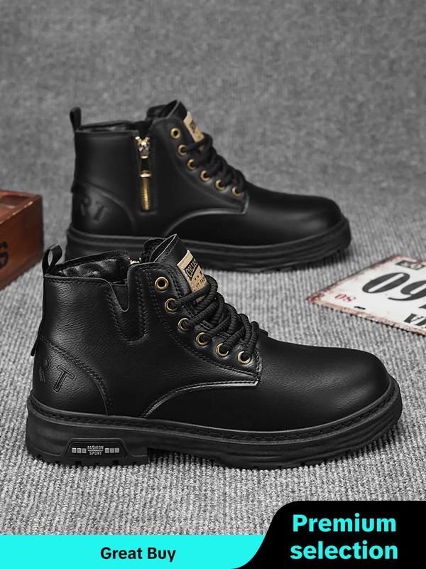 Men's Fashionable Lace Up Ankle Boots, Casual Comfortable Boots for Daily Wear, Male All-match Trendy Shoes for Daily Wear