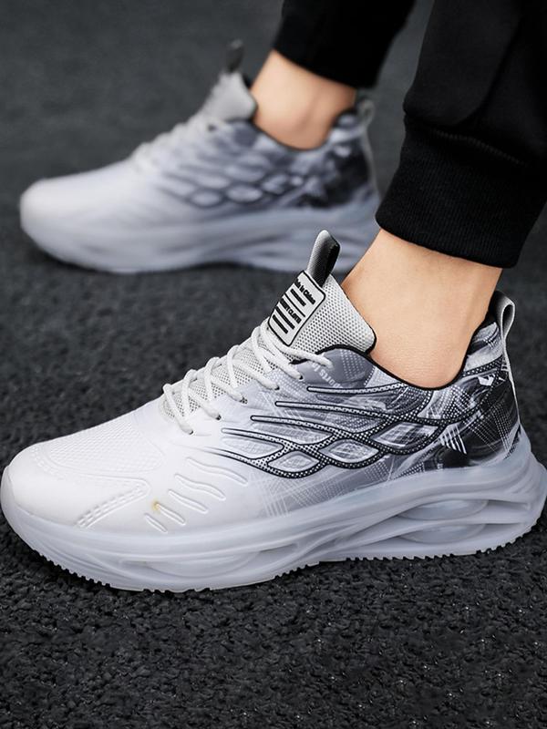 Men's Letter & Ombre Print Lace Up Running Shoes, Casual Sporty Breathable Comfortable Sneakers, Non-slip Sneakers for Daily Wear