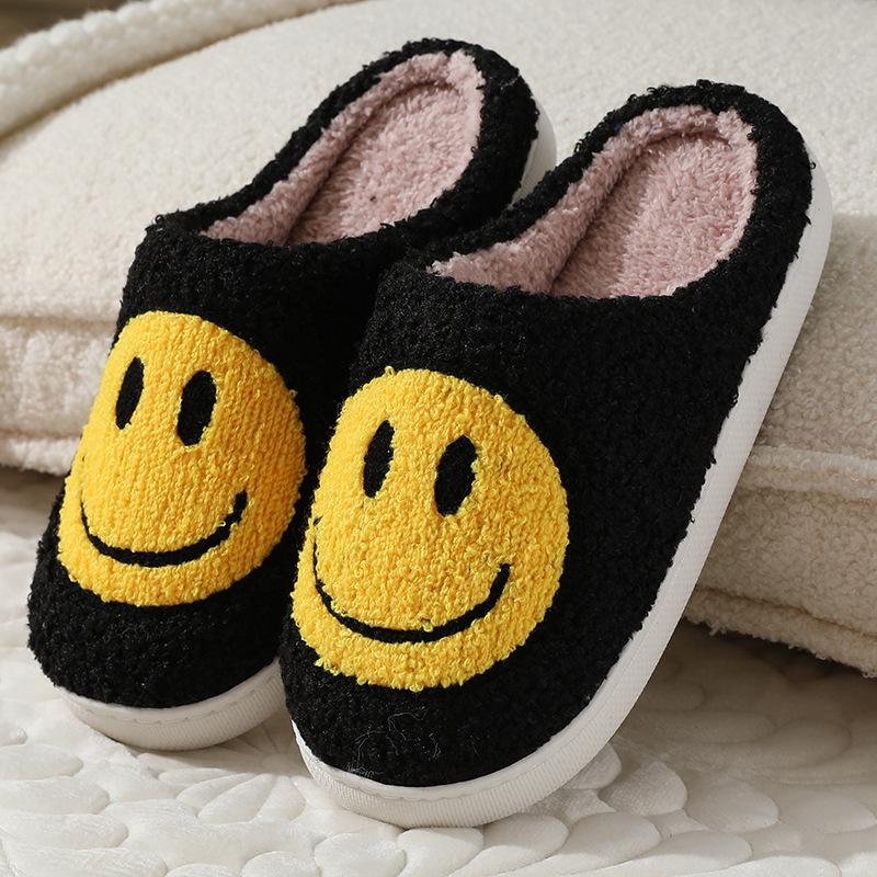 Retro Fuzzy Face Slippers for Women Men Soft Home Non-Slip Couple Style Casual Smile Face Slippers Indoor Outdoor Warm Walking Shoes Girl Footwear