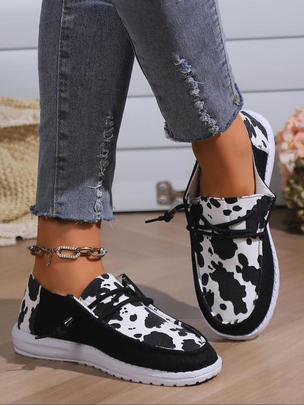 Women's Cute Cow Graphic Flat Shoes, Western Style Lightweight Non-slip Soft Comfortable Flats for Girls, Comfy Chic Casual Sports Shoes for Daily Wear, Girl's Walking Shoes, Footwear