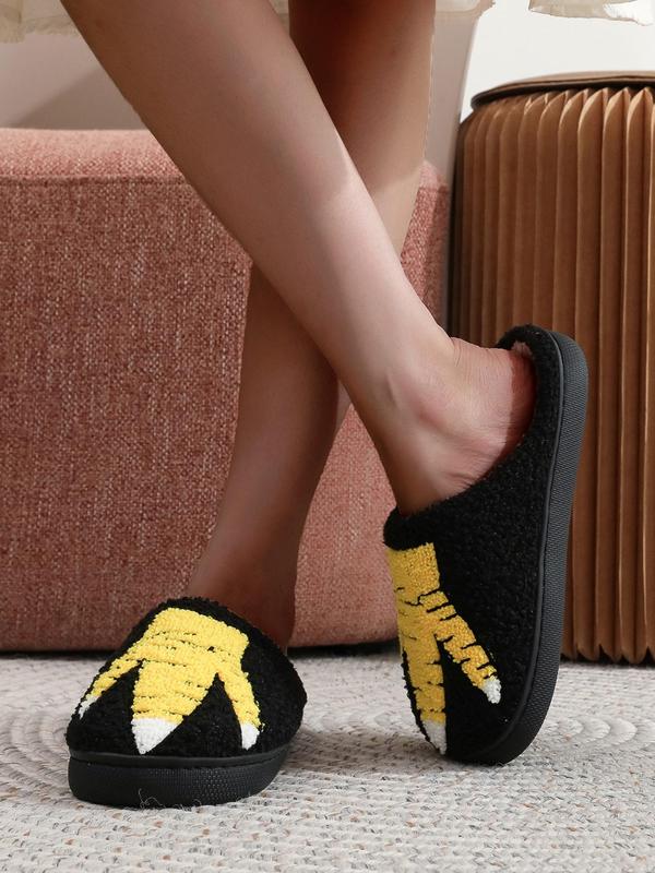 Women's Cute Cartoon Chicken Claw Design Plush Slippers, Casual Soft Comfortable Home Slippers, Warm Slippers for Indoor & Outdoor Use for All Seasons