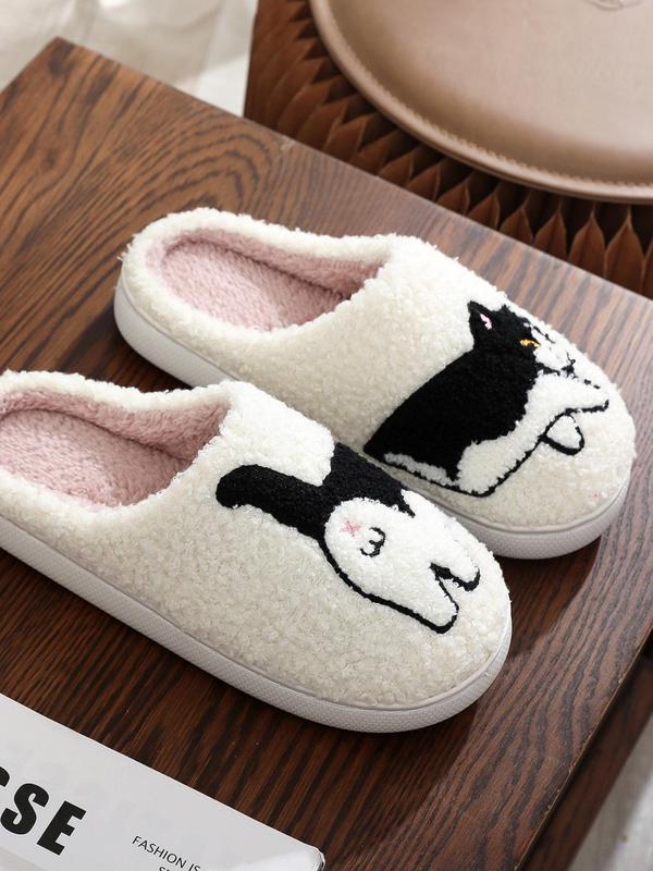 Girls Sassy Slippers,  Women's Cute Cartoon Cat Pattern Plush Slippers, Casual Soft Comfortable Non-slip Home Slippers, Warm Slippers for Indoor & Outdoor Use for Fall & Winter, Fall Outfits, Fall Freshness Fluffy Slippers