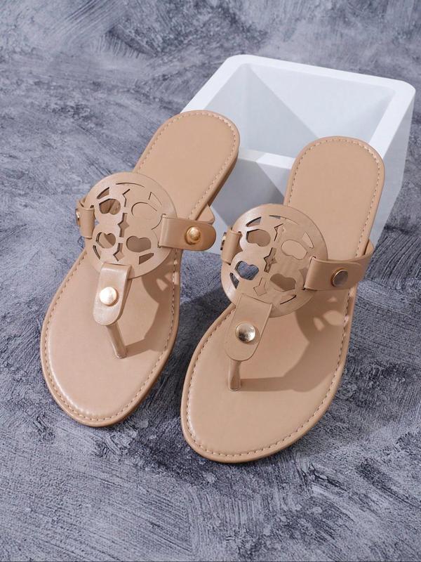 Women's Fashionable Hollow Out Design Slide Sandals, Casual Comfortable Flat Sandals for Summer, Lightweight Breathable Shoes for Daily Wear