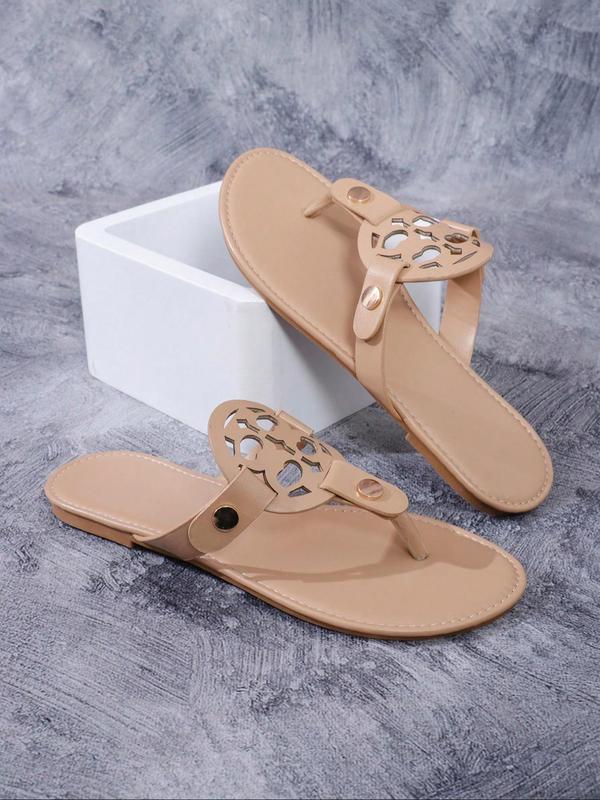 Women's Fashionable Hollow Out Design Slide Sandals, Casual Comfortable Flat Sandals for Summer, Lightweight Breathable Shoes for Daily Wear