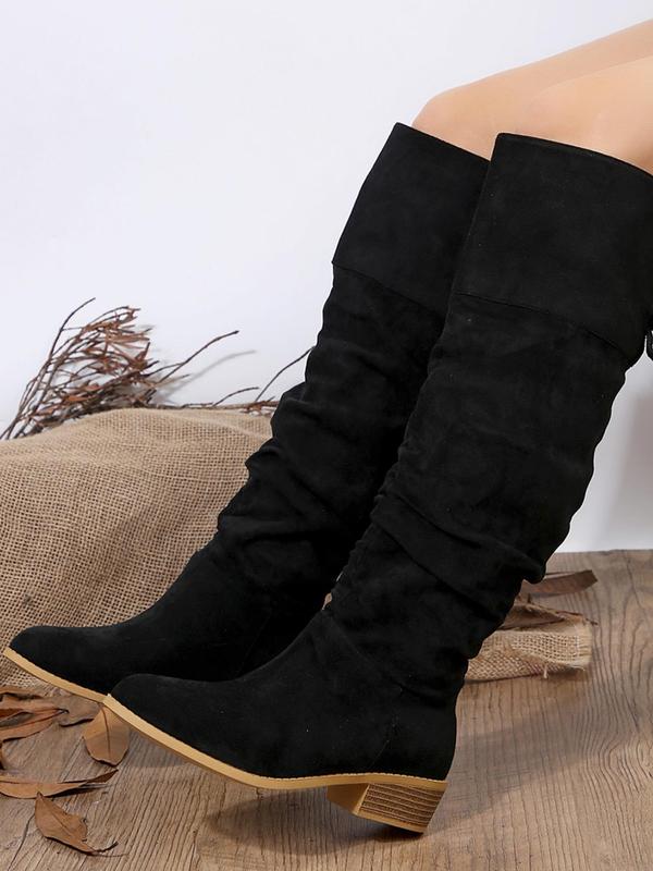 Women's Fashionable Solid Color Pointed Toe Knee Boots, Casual Western Style Walking Shoes for Daily Wear, Trendy All-match Footwear for Fall & Winter,  Boots for Winter