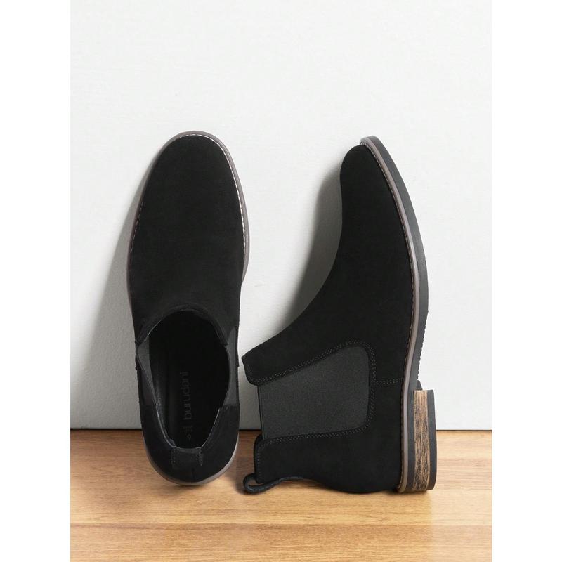 Men's Chelsea Boots High Top British Style Suede Comfortable Slip-On Ankle Boots Dress Formal Boots For Autumn Wearing