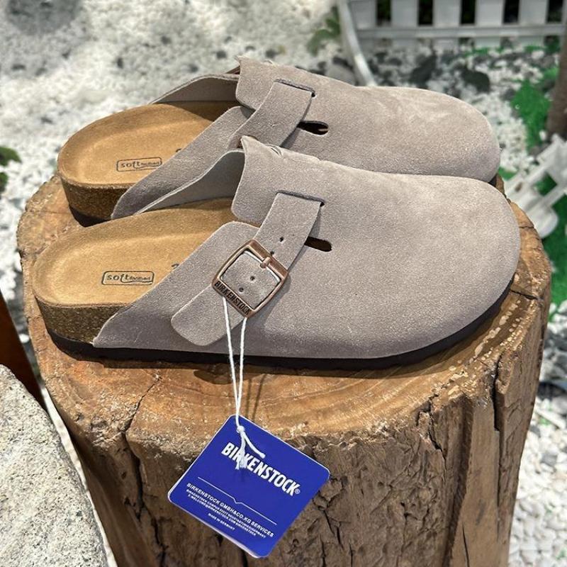 Unisex Cork Leather Slide Sandals - Casual Retro Birkenstock Style, Comfortable Half-Slip Shoes for Everyday Wear Stylish Office Cork Shoe - Footwear