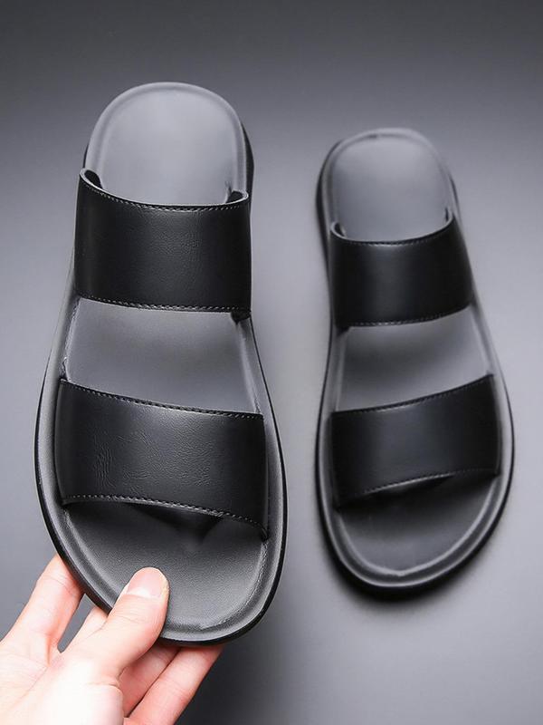 Men's Casual Plain Soft Microfiber Leather Slippers, Non-slip Slippers for Indoor Outdoor Wear, Comfortable Silent Anti-slip Home Slippers for Summer