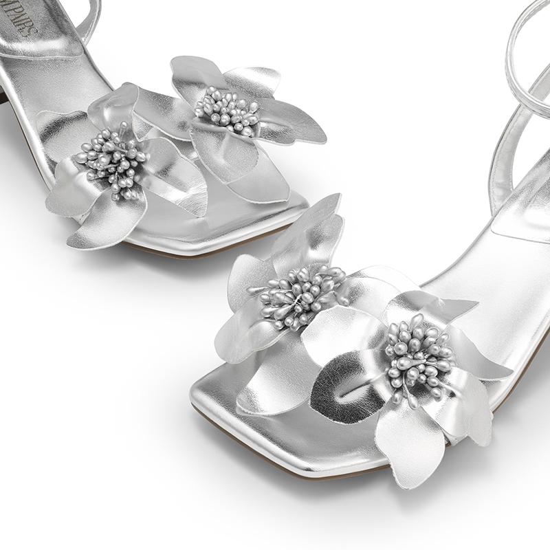 Dream Pairs Women's Flower Kitten Heel Sandals