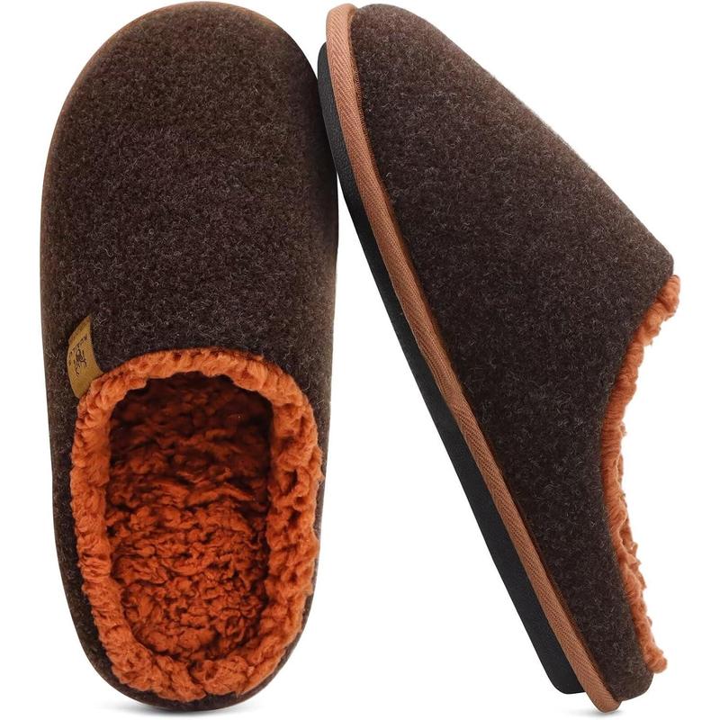 Mens house memory foam slippers with comfy warm plush lining felt slip on casual pantuflas Mans comfortable bedroom shoes rubber sole for indoor & outdoor (mens size 7-15)