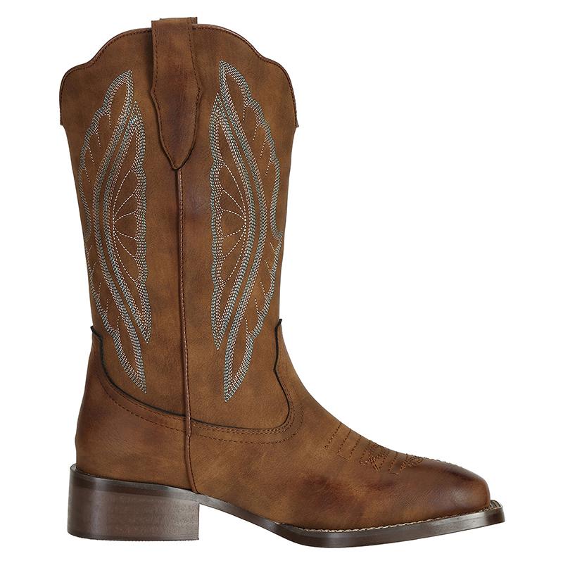 J's.o.l.e Women's Cowboy Boots Square Toe Wide Calf Cowgirl Boots Western Work Boots Embroidered