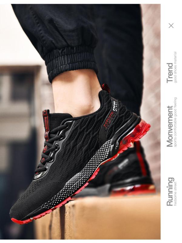 Men's Colorblock Letter Print Lace Up Running Shoes, Casual Sporty Breathable Comfortable Sneakers, Male All-match Round Toe Sports Shoes for Daily Wear