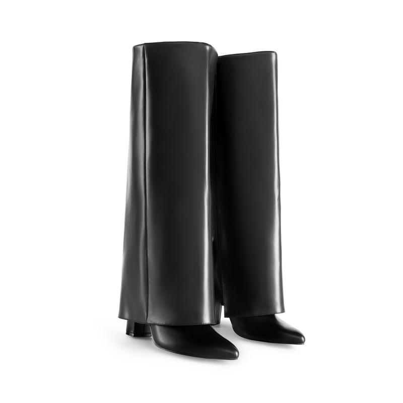 DREAM PAIRS Women's Knee High Boots Fold Over Chunky High Heels Long Boots Zipper Pointed Toe Dress Tall Boots Party Fashion Boots