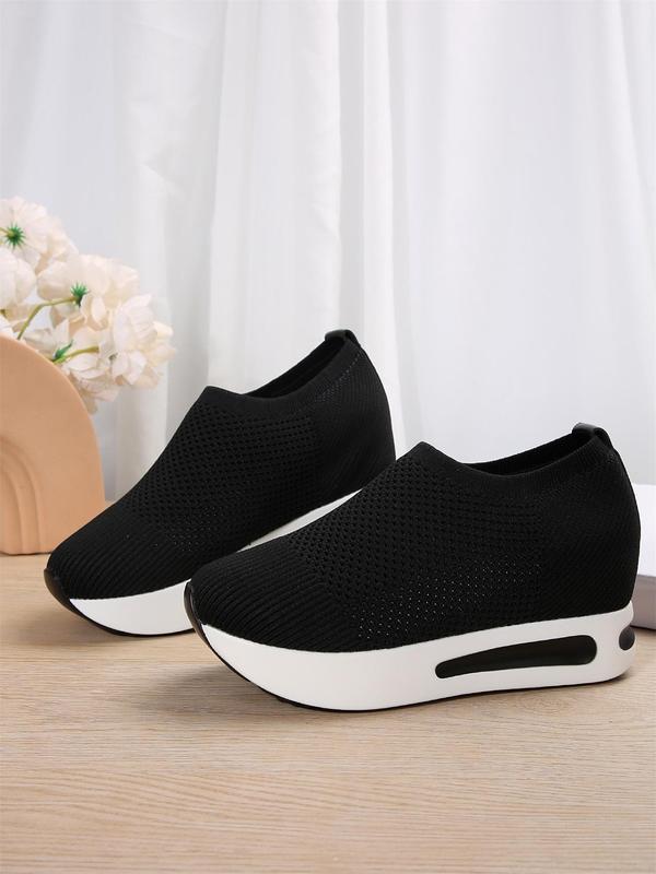 Women's Mesh Breathable Lightweight Slip on Sneakers, Casual Comfortable Sports Running Shoes for Women, All-match Round Toe Wedge Sneakers for Daily Wear