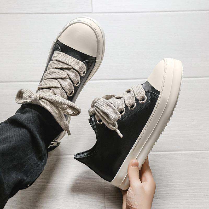 2024 New PU Leather,Low Top,Round Toe,Rubber,No heel,Casual,All reasons Stain Resistant,Waterproof,insulated,Mens Low Top Sneakers Thick Shoe Laces PU Leather Platform Comfort Walking Shoes