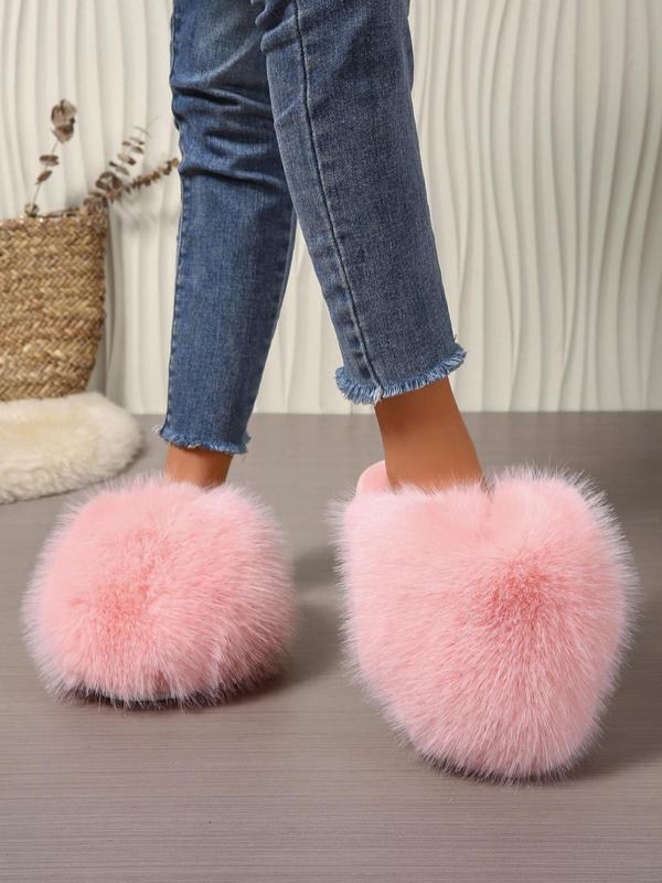 Women's Solid Color Plush Slippers, Casual Soft Comfortable Home Slippers, Warm Slippers for Indoor & Outdoor Use for Fall & Winter