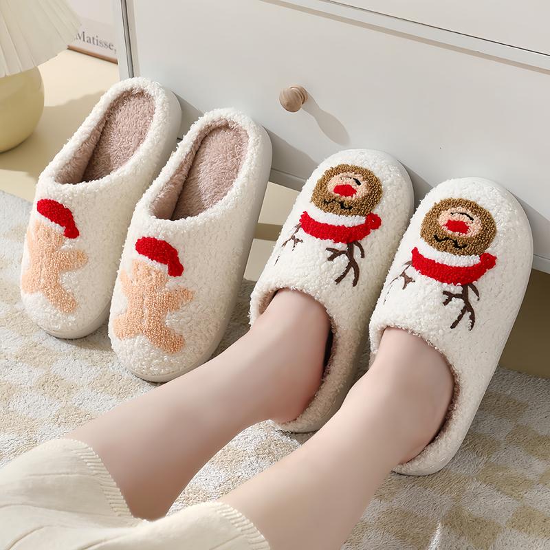 Women's Cute Cozy Christmas Plush Slippers, Warm Slipper Cotton Soft Comfortable Indoor House Slippers for Winter & Spring