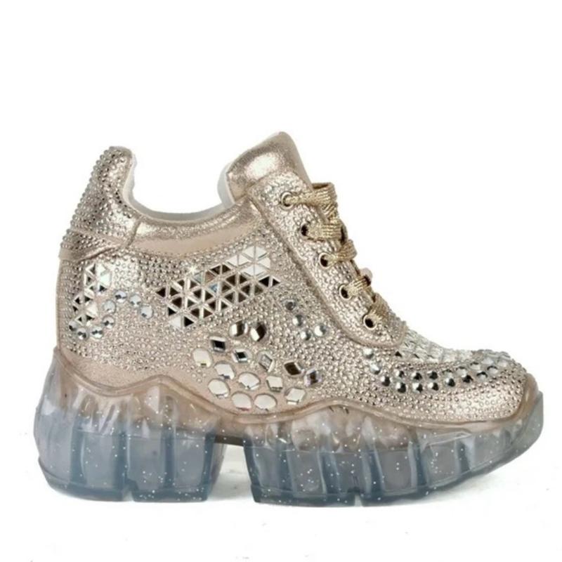 Anthony Wang Gold Rhinestoned Sneaker Wedge