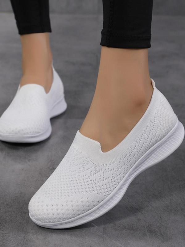 Women's Simple Style Plain Color Slip on Mesh Sneakers, Fall Outfits, Fall Freshness, Casual Comfortable Sports Running Shoes, Breathable Lightweight Slip on Shoes for Daily Wear, Women's Sneakers