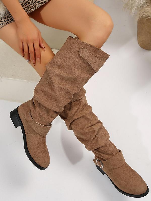 Women's Fashionable Solid Color Knee High Boots, Casual Comfortable  Slouchy Boots  for Fall & Winter, Female All-match Trendy Shoes for Daily Wear