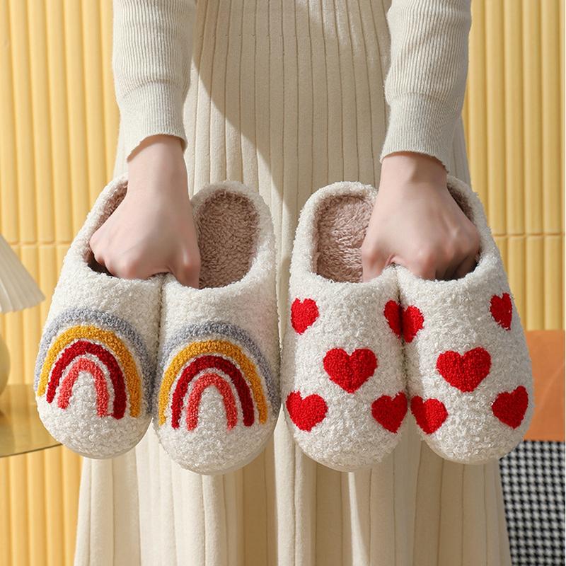 Women Fuzzy Cartoon Pattern Cotton Slippers, Memory Foam Fluffy Slippers, Cozy House Slippers, Indoor Outdoor Home Shoes