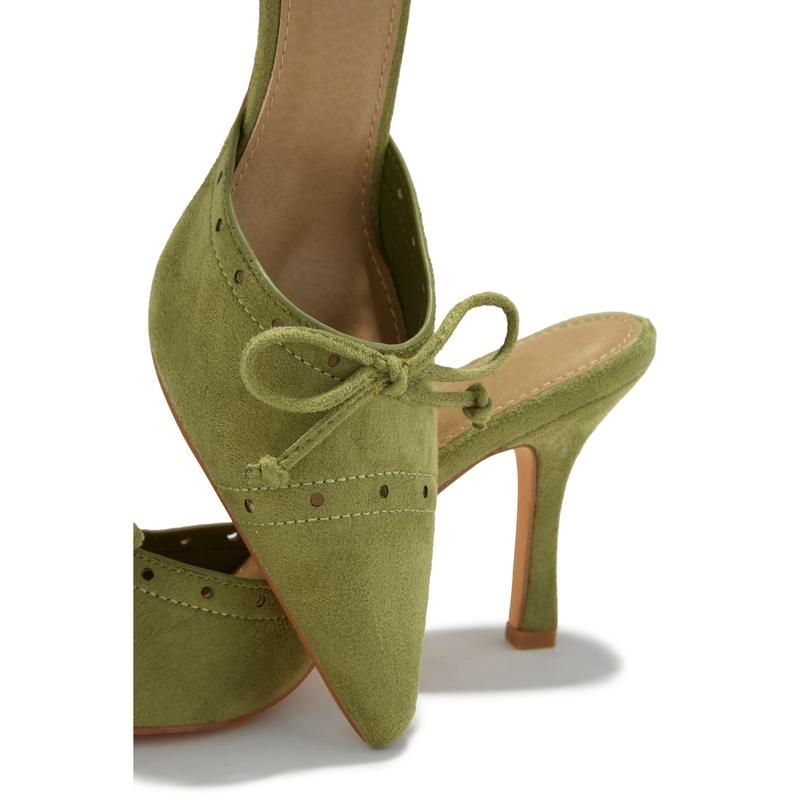 Coraima Mule Heel Pumps - Sage