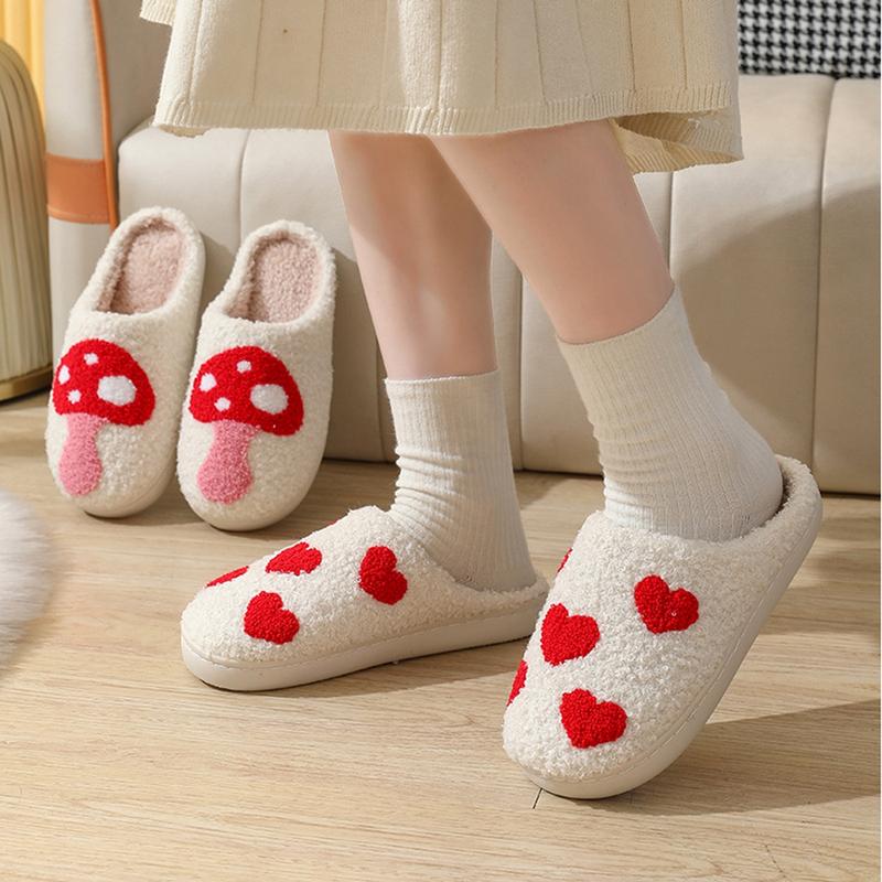 Women Fuzzy Cartoon Pattern Cotton Slippers, Memory Foam Fluffy Slippers, Cozy House Slippers, Indoor Outdoor Home Shoes