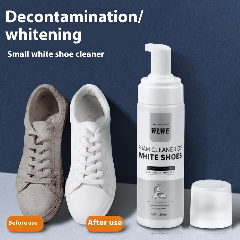 White shoe cleaner. Powerful in removing stains. making your shoes brand new. Rich foam, mild and non-irritating. Fits various shoe materials