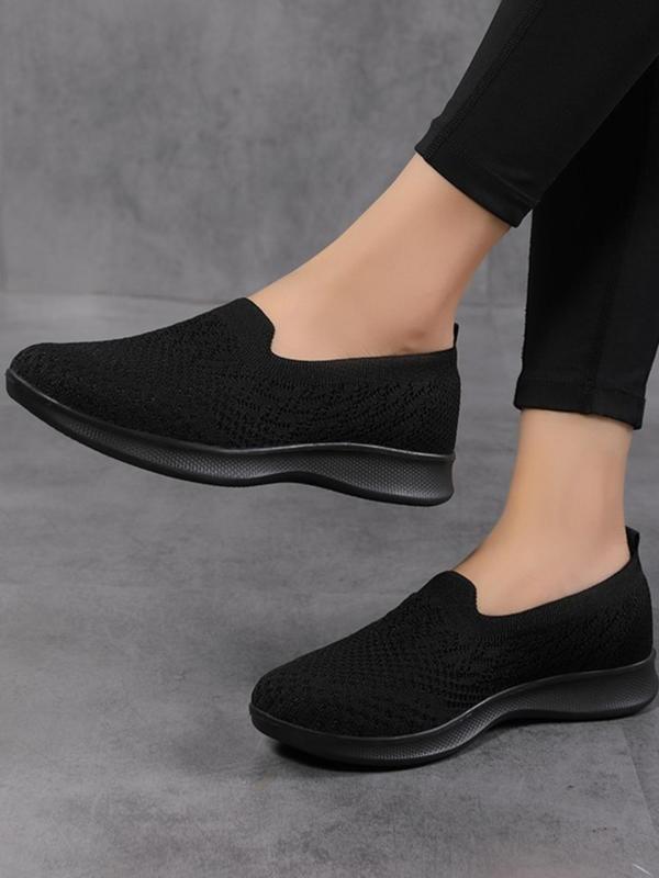 Women's Simple Style Plain Color Slip on Mesh Sneakers, Fall Outfits, Fall Freshness, Casual Comfortable Sports Running Shoes, Breathable Lightweight Slip on Shoes for Daily Wear, Women's Sneakers