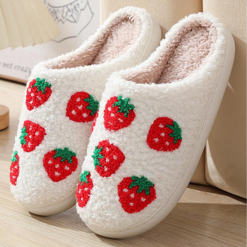 Women Fuzzy Cartoon Pattern Cotton Slippers, Memory Foam Fluffy Slippers, Cozy House Slippers, Indoor Outdoor Home Shoes