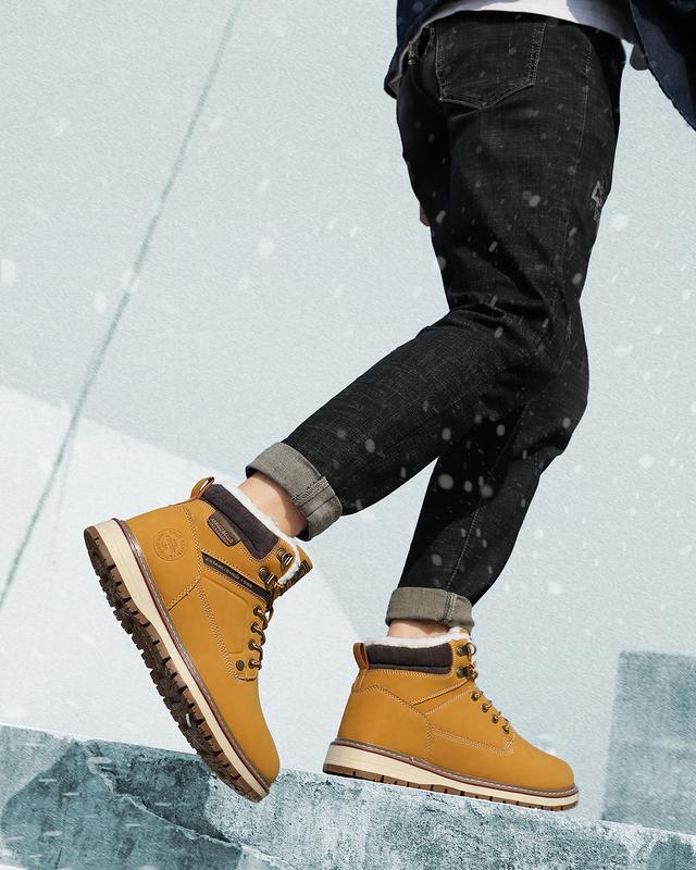 [Free 3 pairs of socks] Winter boots fashion Martin boots men's casual sports shoes anti-ski snow boots warm outdoor waterproof shoes hiking shoes