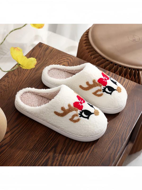 Women's Cute Cozy Christmas Plush Slippers, Warm Slipper Cotton Soft Comfortable Indoor House Slippers for Winter & Spring