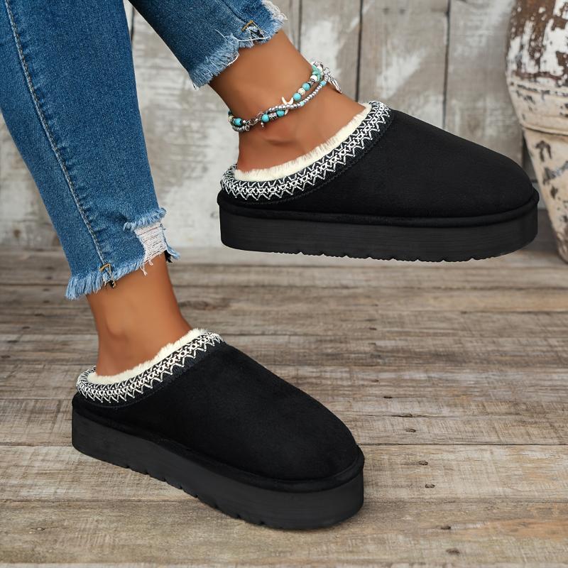 Women's Cozy Slip-On Flats - Casual Indoor Outdoor Shoes with Soft Sole, Plush Lining & Non-Slip EVA Sole