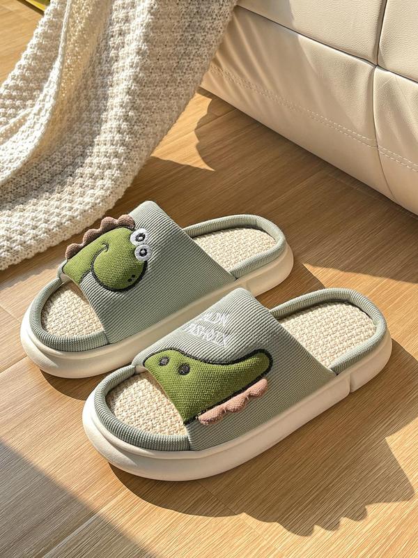 Men's Cute Cartoon Dinosaur Design Slides, Casual Soft Comfortable Home Slippers, Non-slip Slippers for Indoor & Outdoor Wear