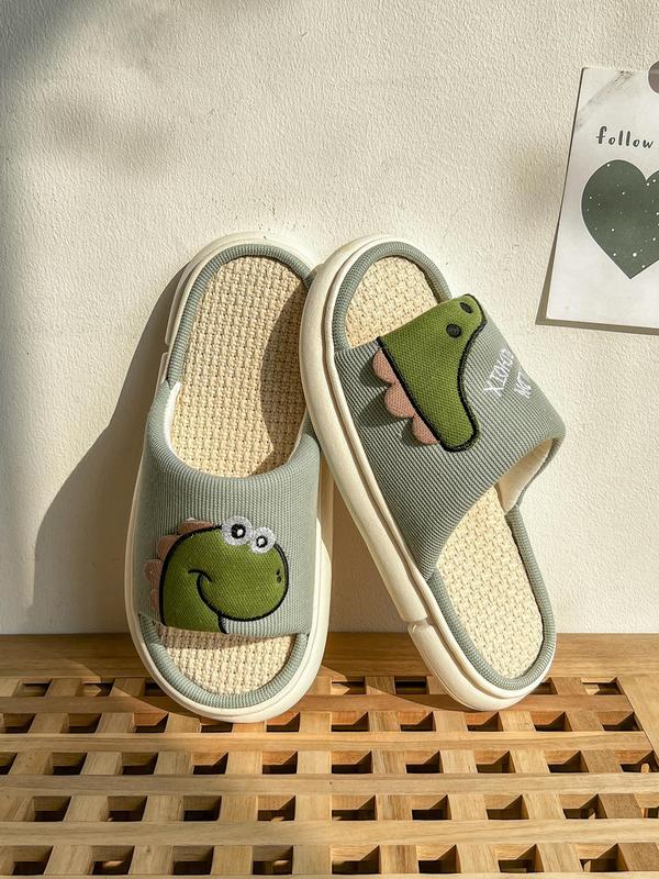 Men's Cute Cartoon Dinosaur Design Slides, Casual Soft Comfortable Home Slippers, Non-slip Slippers for Indoor & Outdoor Wear