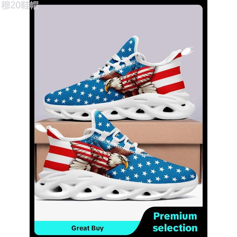 Men's Eagle Print Lace Up Low Top Sneakers, Casual Comfortable Sports Running Shoes, Designer Shoes for Men, Male All-match Round Toe Shoes for Daily Wear Closed Sports Shoes Training Trainer Runner Athletic Footwear Boy Walking Shoes